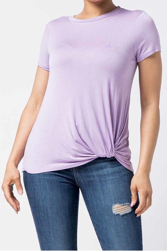 Front Scrunch Tee-Lavendar