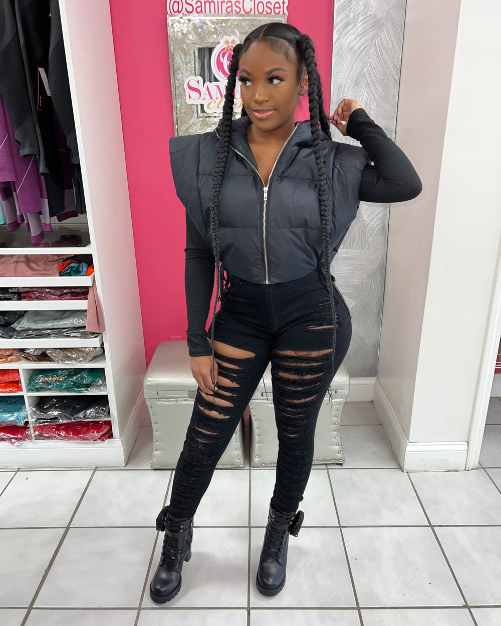It Girl Puffer Vest-Black