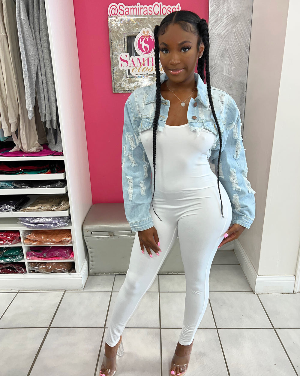 Crop Me Denim Jacket- Medium Blue