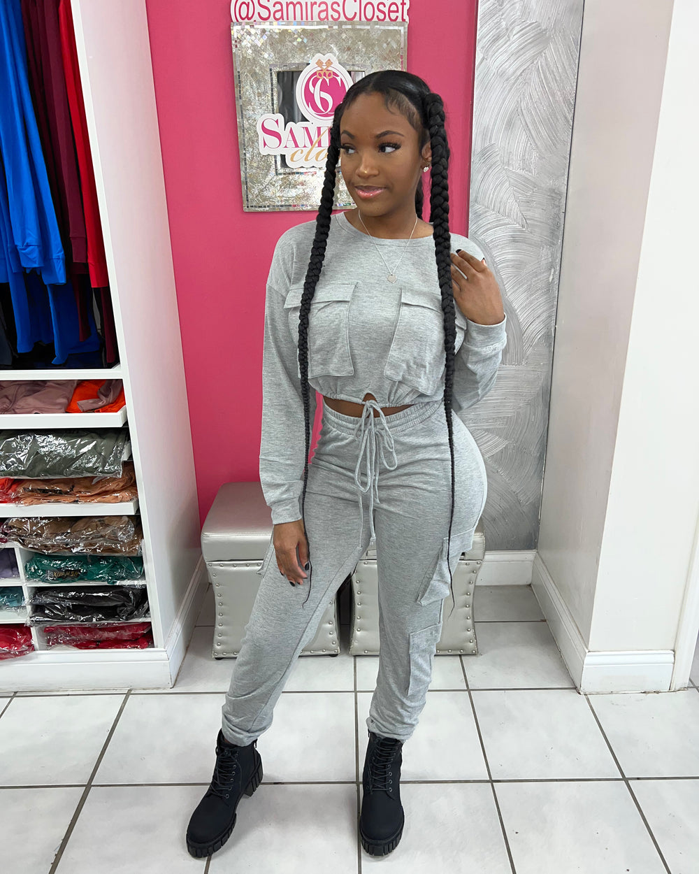 All On Me Cargo Set-Grey
