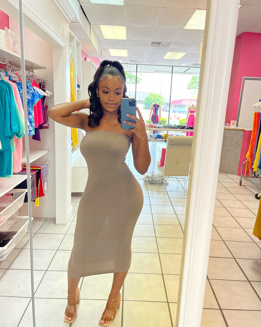 Tube Bodycon Dress-Taupe