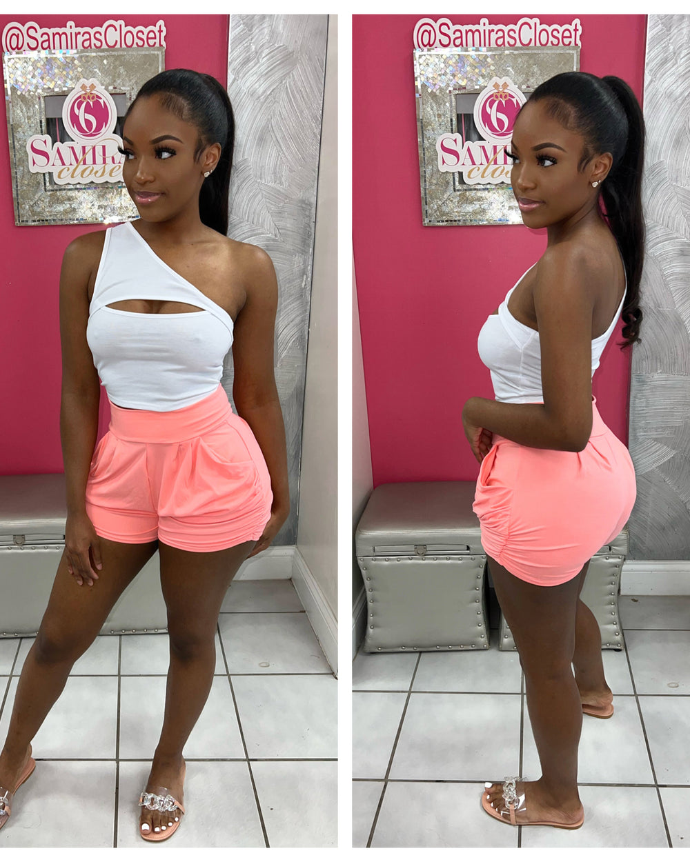 Cool Me Down Shorts-Coral