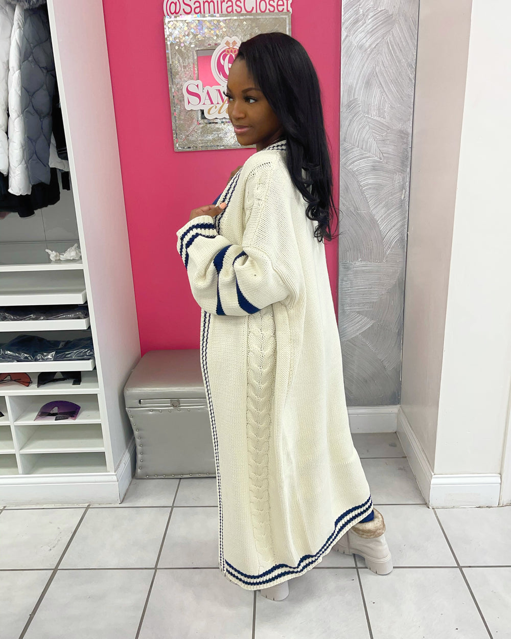 Ivory Striped Cardigan