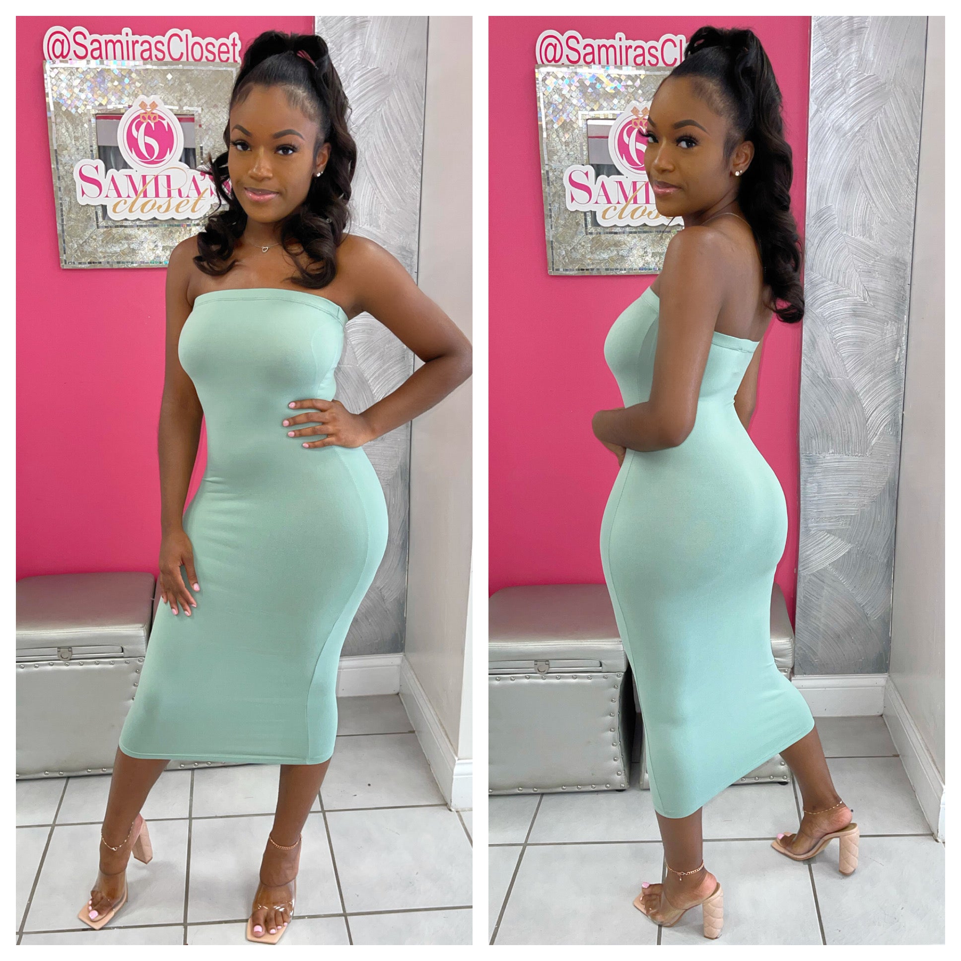 Tube Bodycon Dress-Sage Samira's Closet Tube Bodycon Dress-Sage Samira's Closet