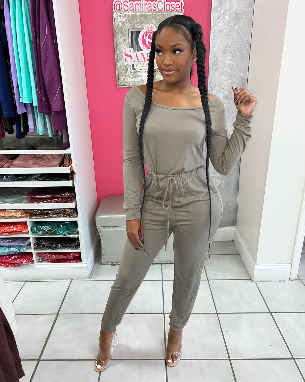 Chillax Jumpsuit- Taupe