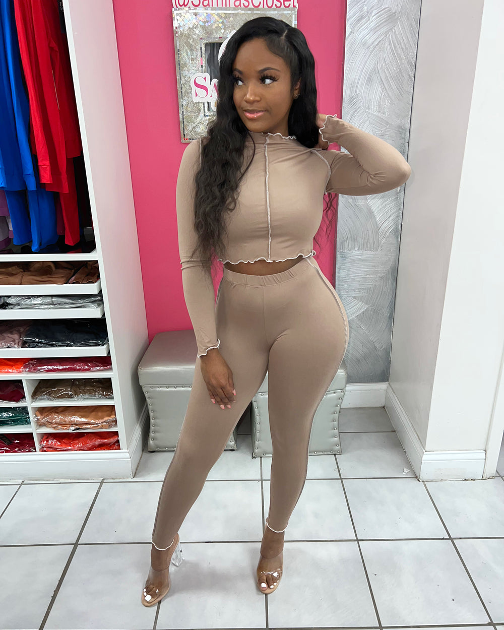 Snatched Legging Set-Tan