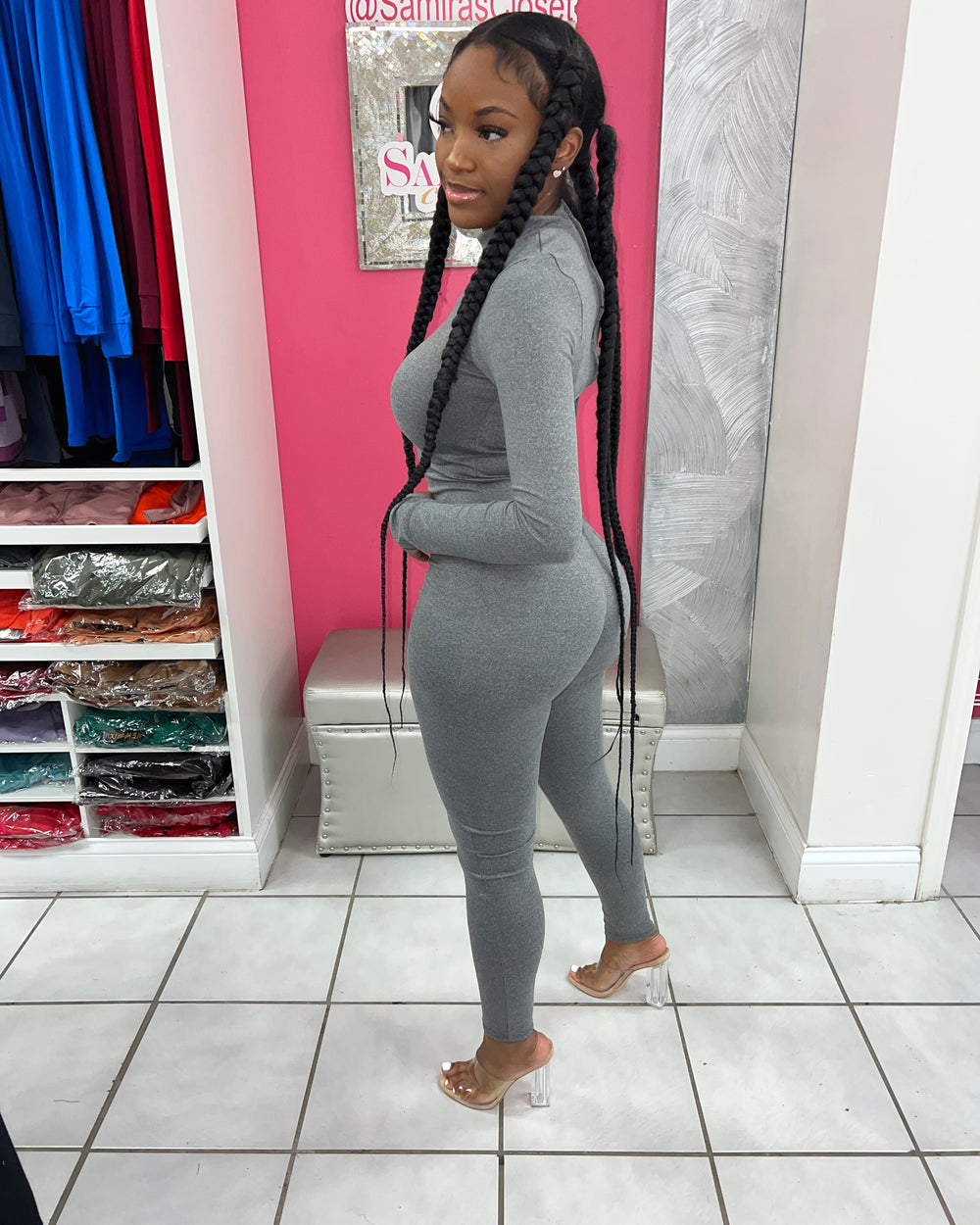 Body Essential Jumpsuit-Gray