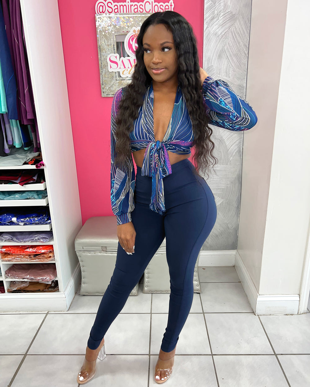Extra Stretch Highwaisted Denim-Navy
