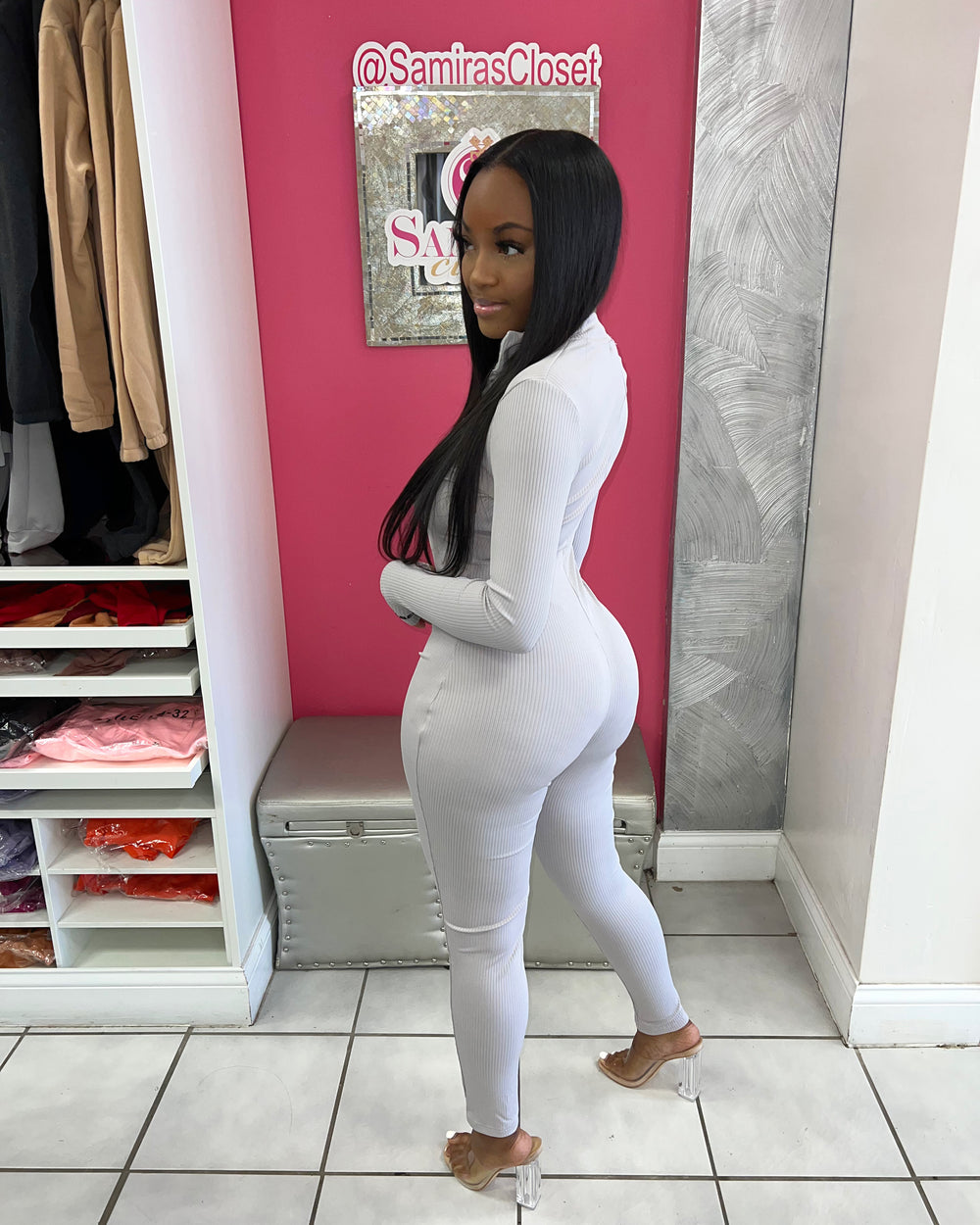 Lucky Label Jumpsuit-Gray