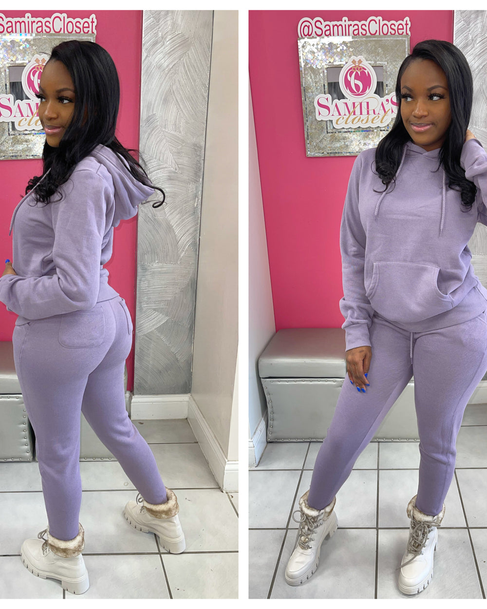Pull-Over Fleece Hoody Set- Dusty Purple