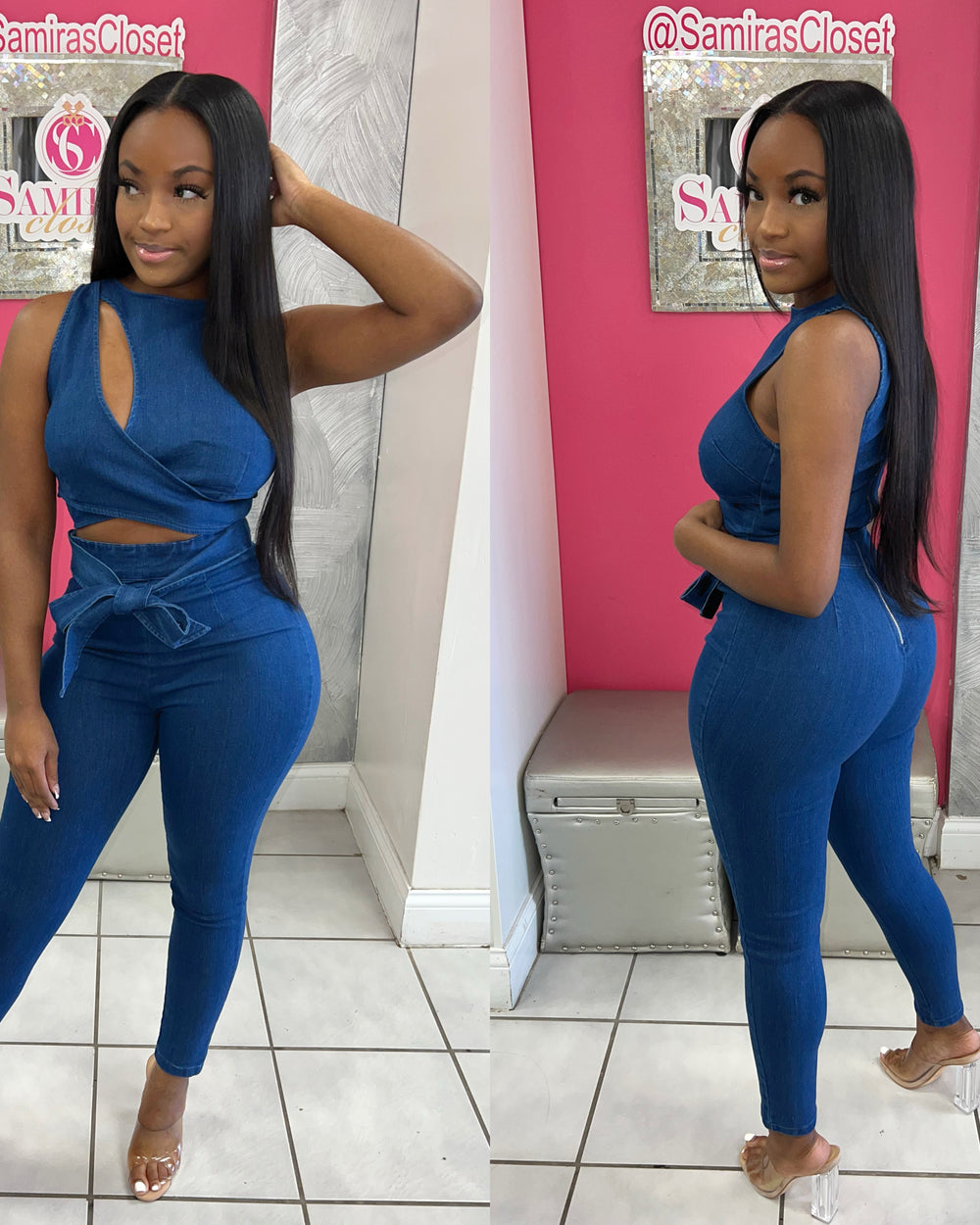 Double Date Denim Jumpsuit- Dark Wash