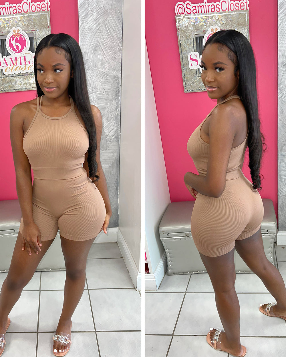 Weekend Vibes Biker Set-Mocha
