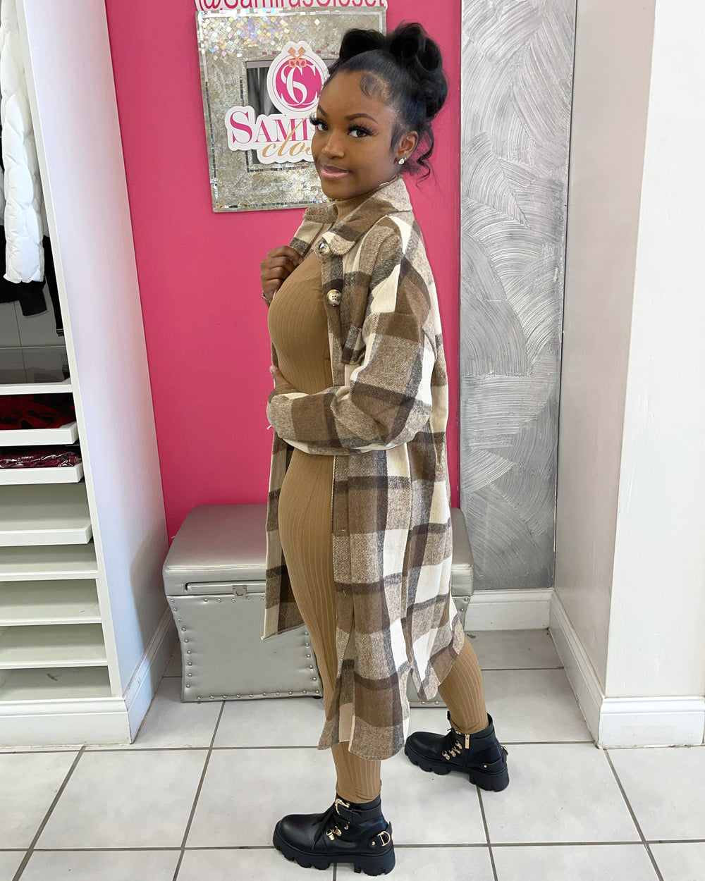Mock Neck Long Sleeve Jumpsuit-Mocha