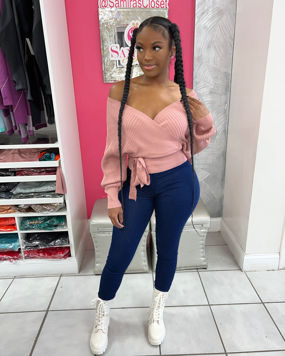 Tied Up Ribbed Sweater-Mauve