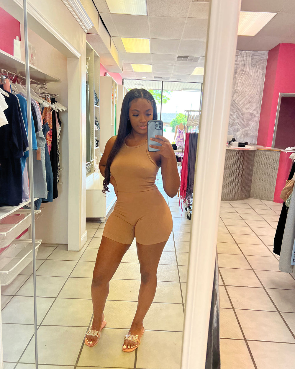 Weekend Vibes Biker Set-Mocha