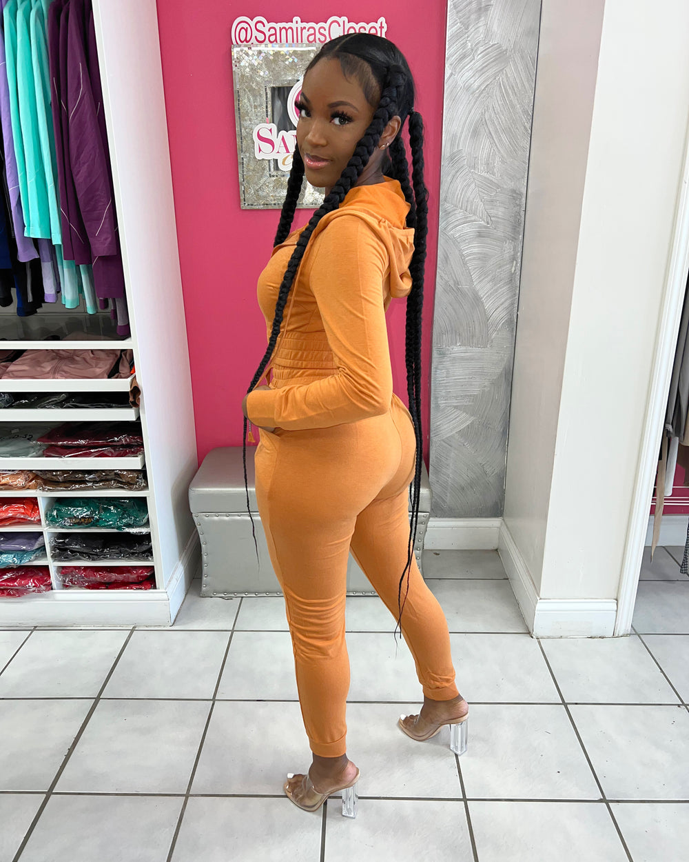 Hoody Jogger Set-Rust