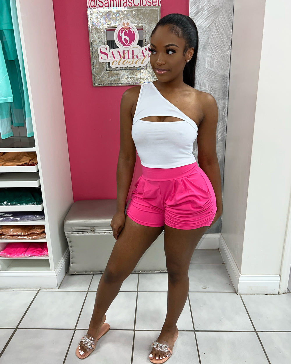 Cool Me Down Shorts-Fuchsia