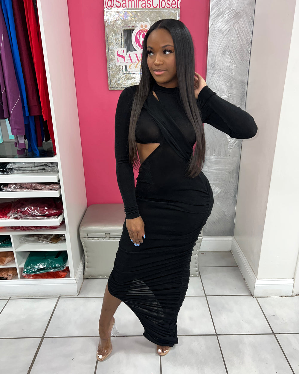 Not So Boujee Midi Dress-Black