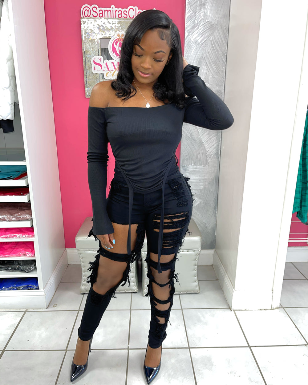 Extreme Distressed Jeans-Black