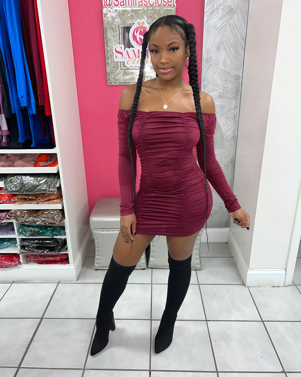 Beauty Secret Mini Dress-Plum