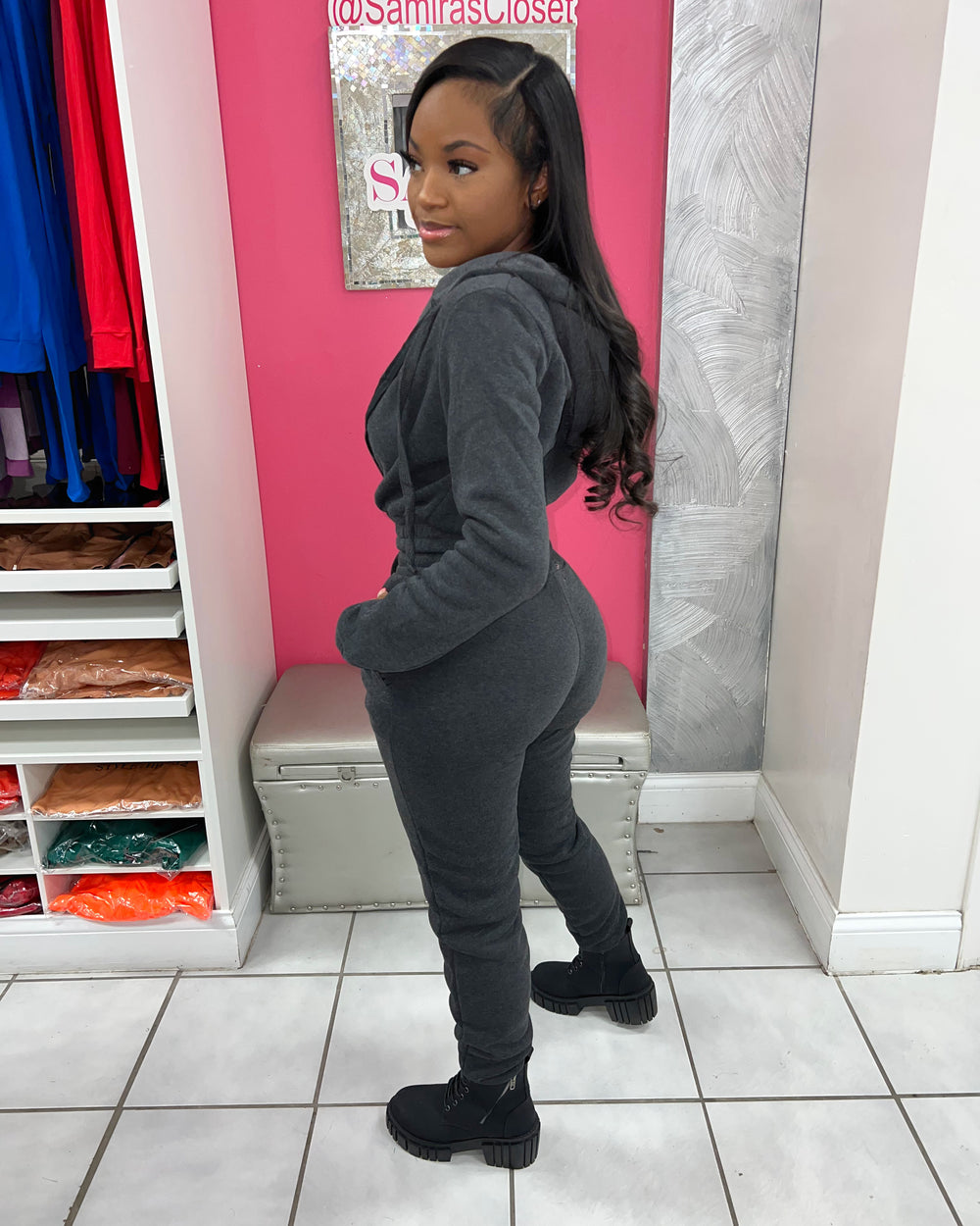 Set The Mood 3pc Jogger Set-Charcoal
