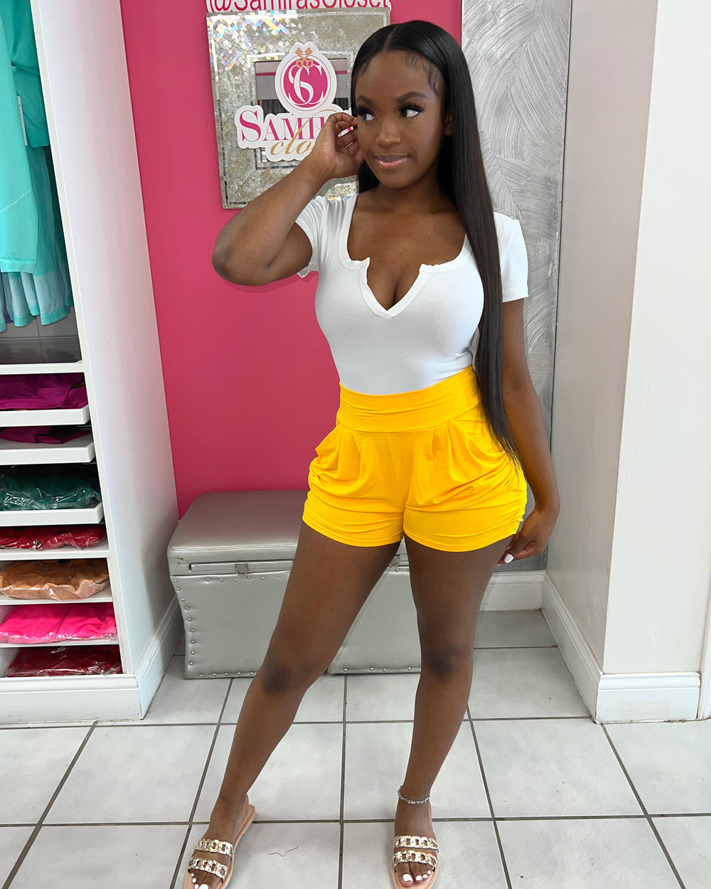 Cool Me Down Shorts-Gold