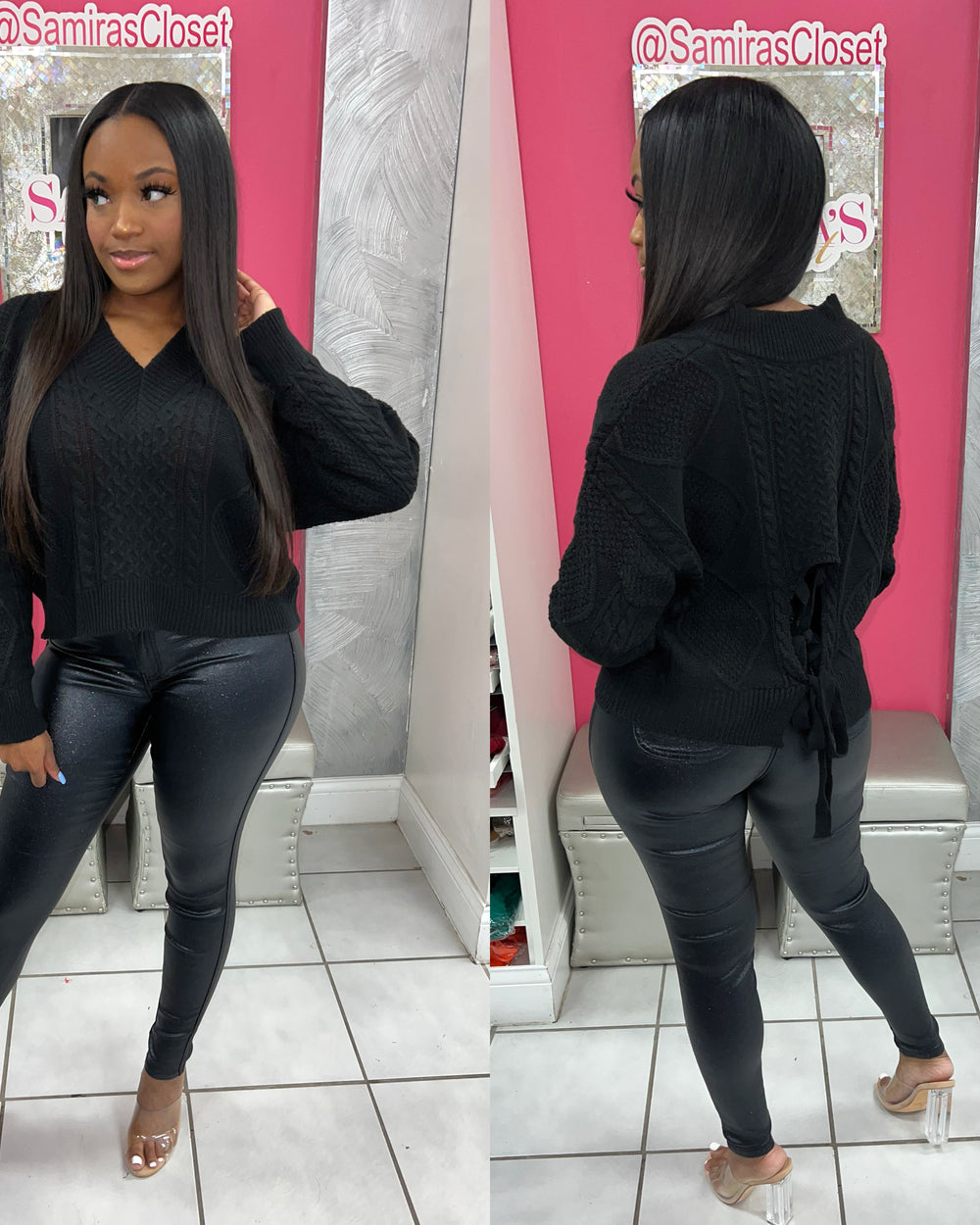 Metallic Extra Stretch Denim-Black