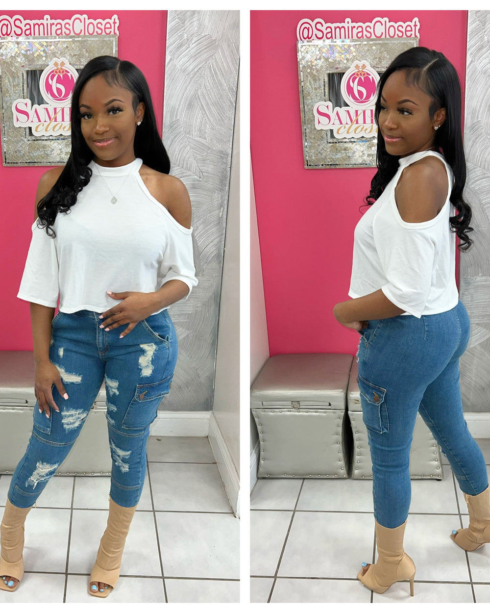 Distressed Cargo Jeans