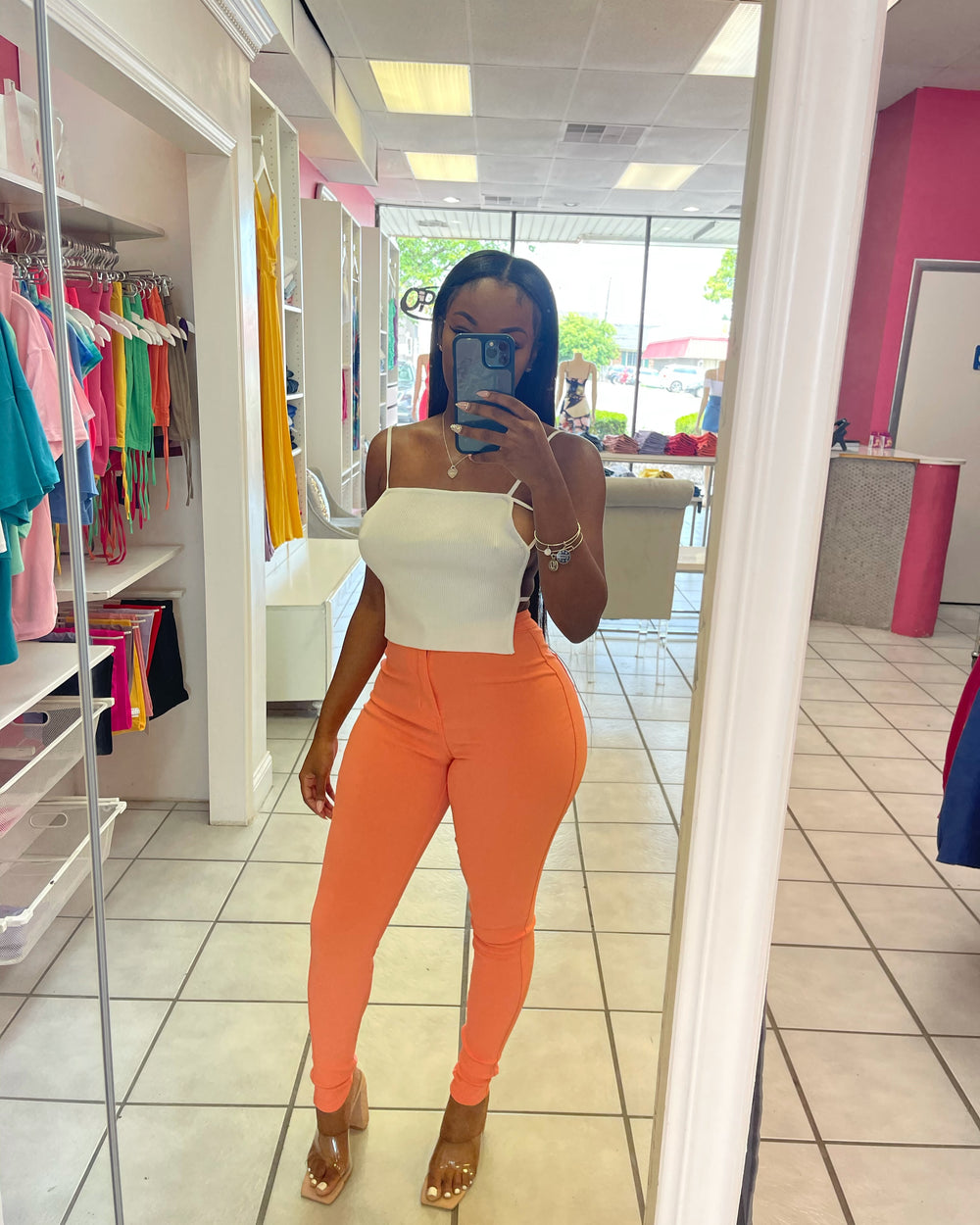 Extra Stretch Highwaisted Denim-Peach