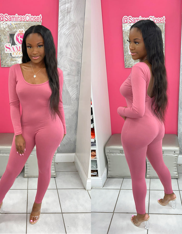 Scoop Back Jumpsuit-Dark Mauve