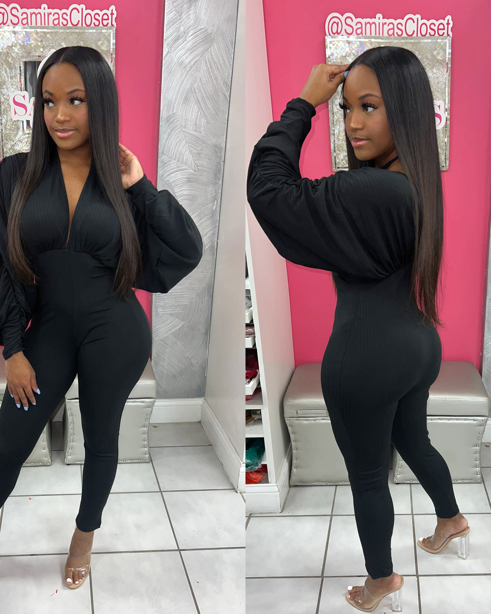 Center Of Attention Jumpsuit-Black