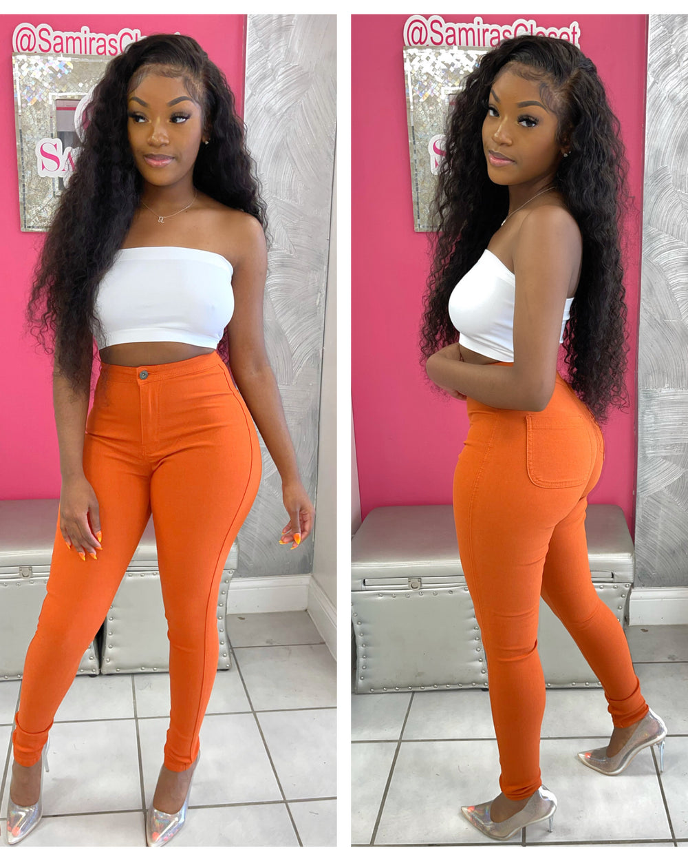 Extra Stretch Highwaisted Denim-Rust