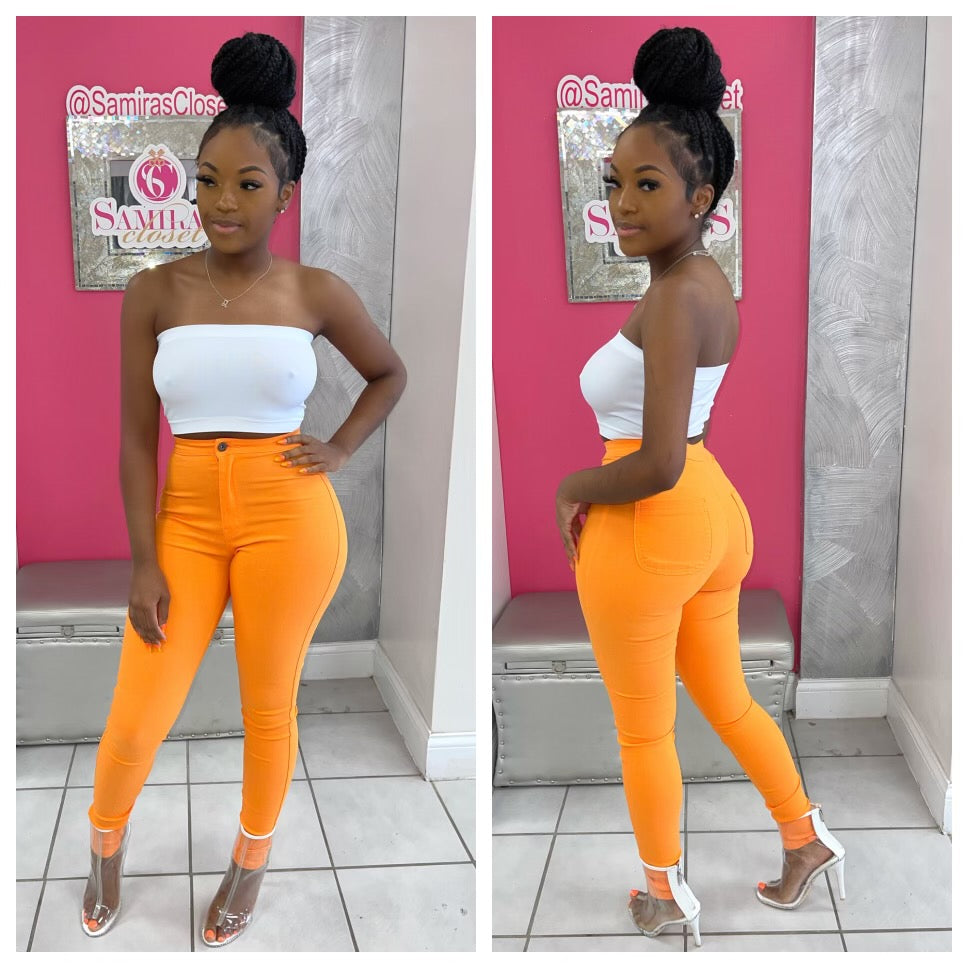 Extra Stretch Highwaisted Denim-Orange