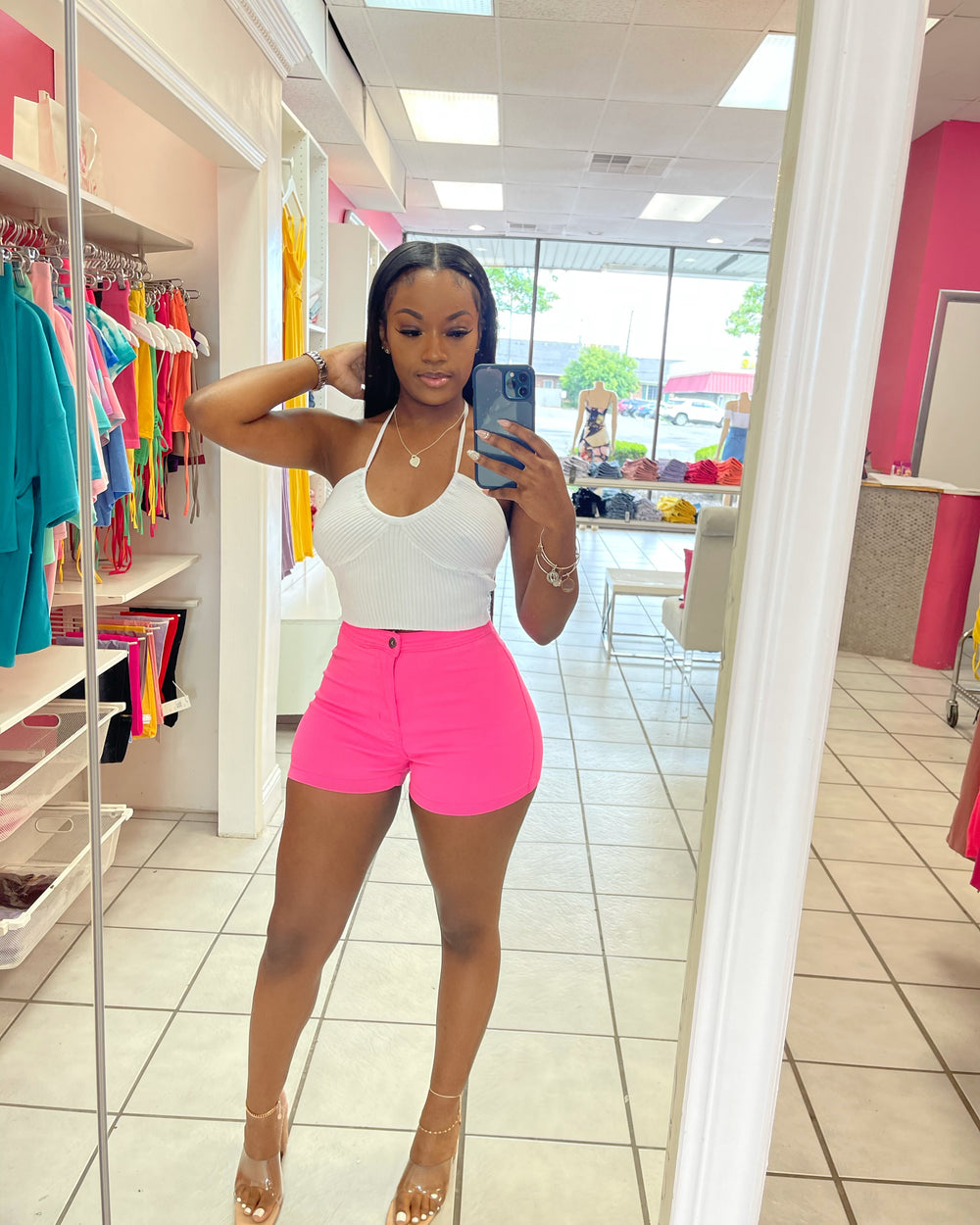 Extra Stretch Highwaisted Shorts-Pink