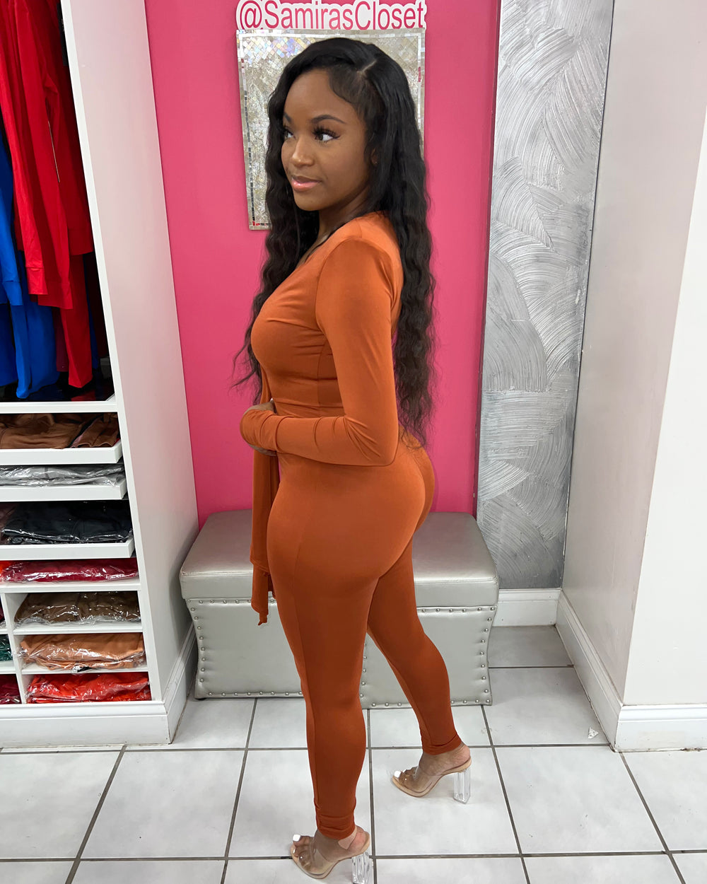 All Eyes On Me Jumpsuit-Rust
