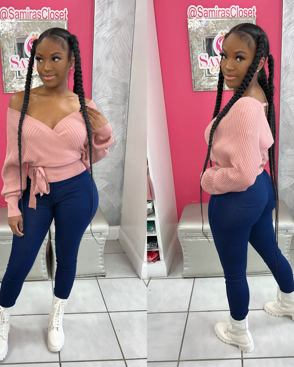 Tied Up Ribbed Sweater-Mauve