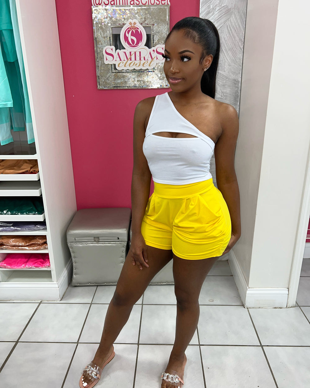 Cool Me Down Shorts-Yellow
