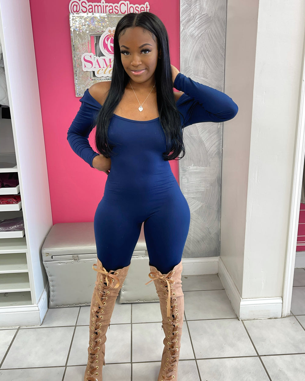 Scoop Back Jumpsuit-Navy