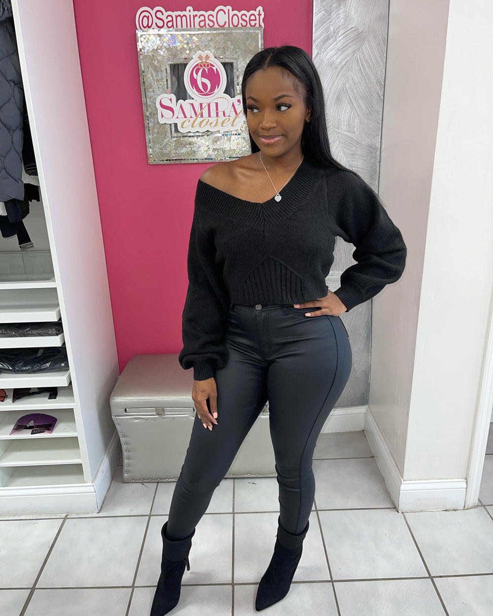 Princess Sleeve Sweater-Black