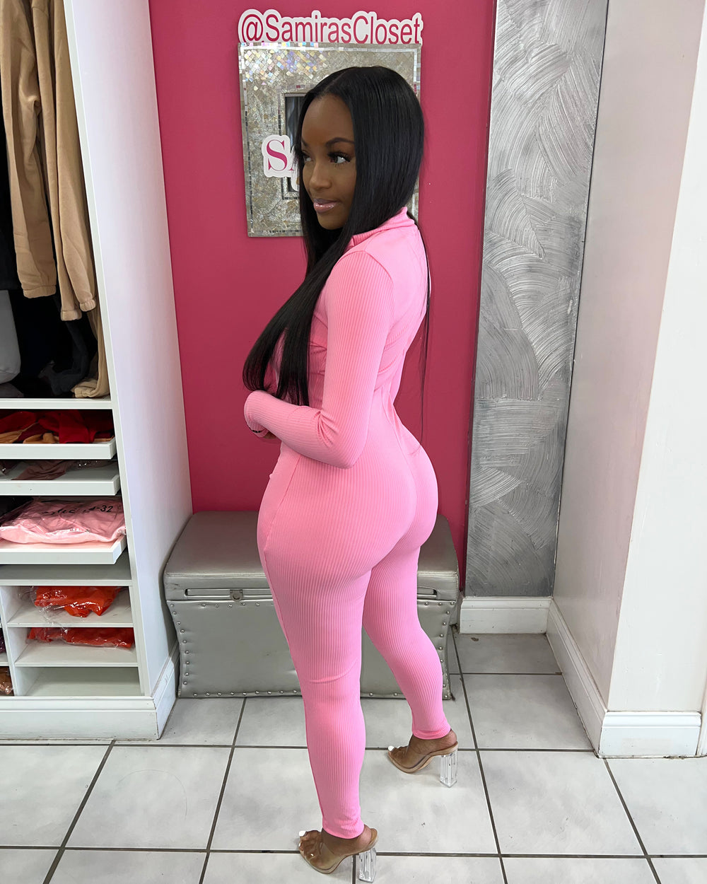 Lucky Label Jumpsuit-Pink