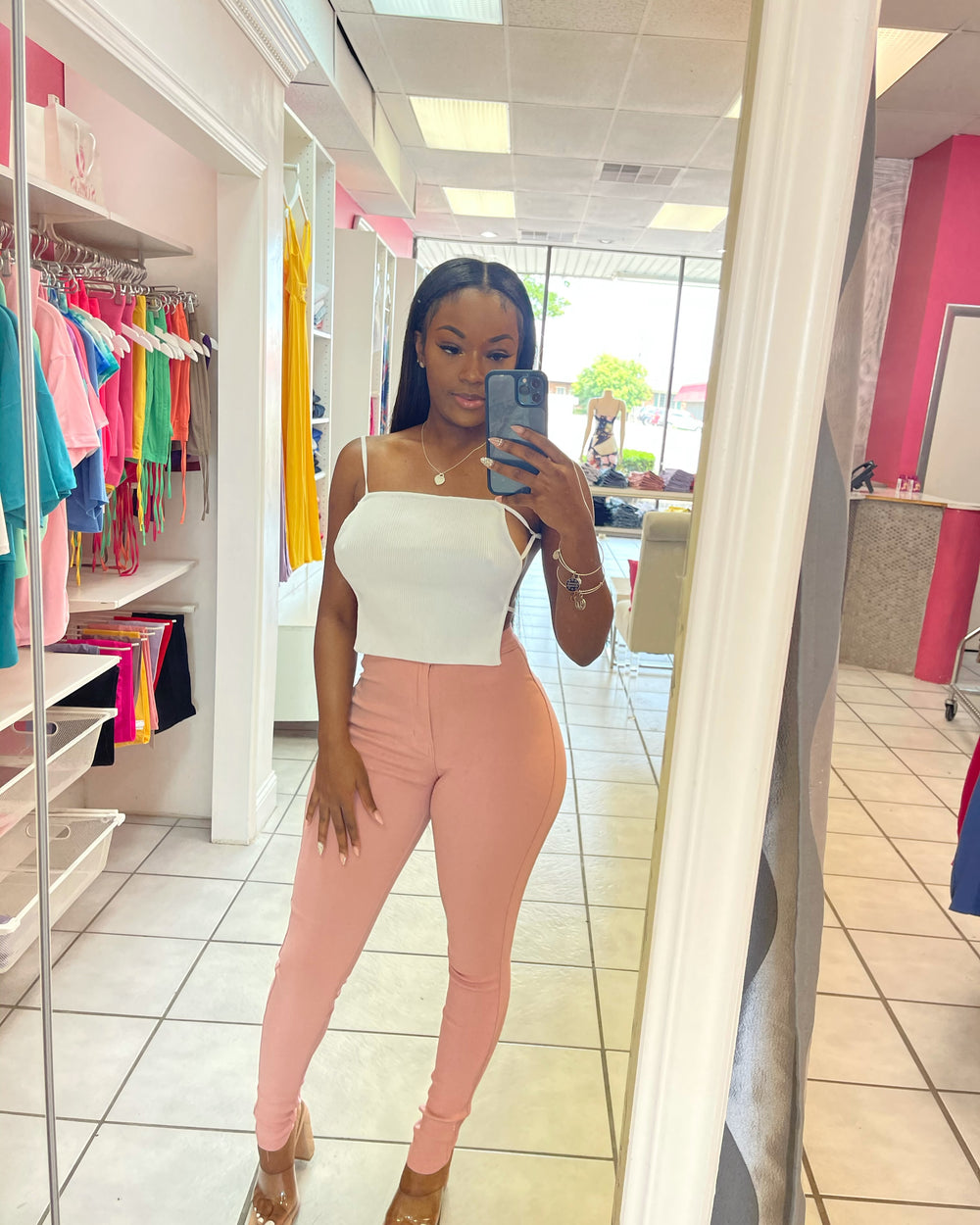 Extra Stretch Highwaisted Denim-Mauve Pink