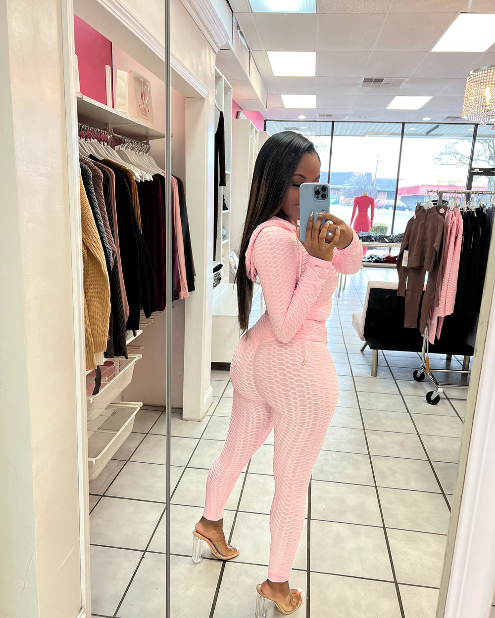 Crop Bombshell Active Set-Pink