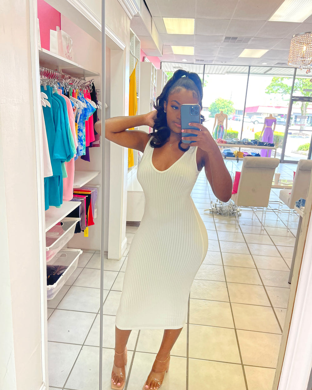 Beater tank dress-White