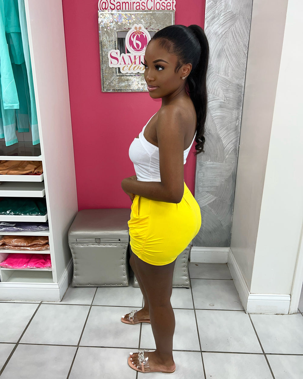 Cool Me Down Shorts-Yellow