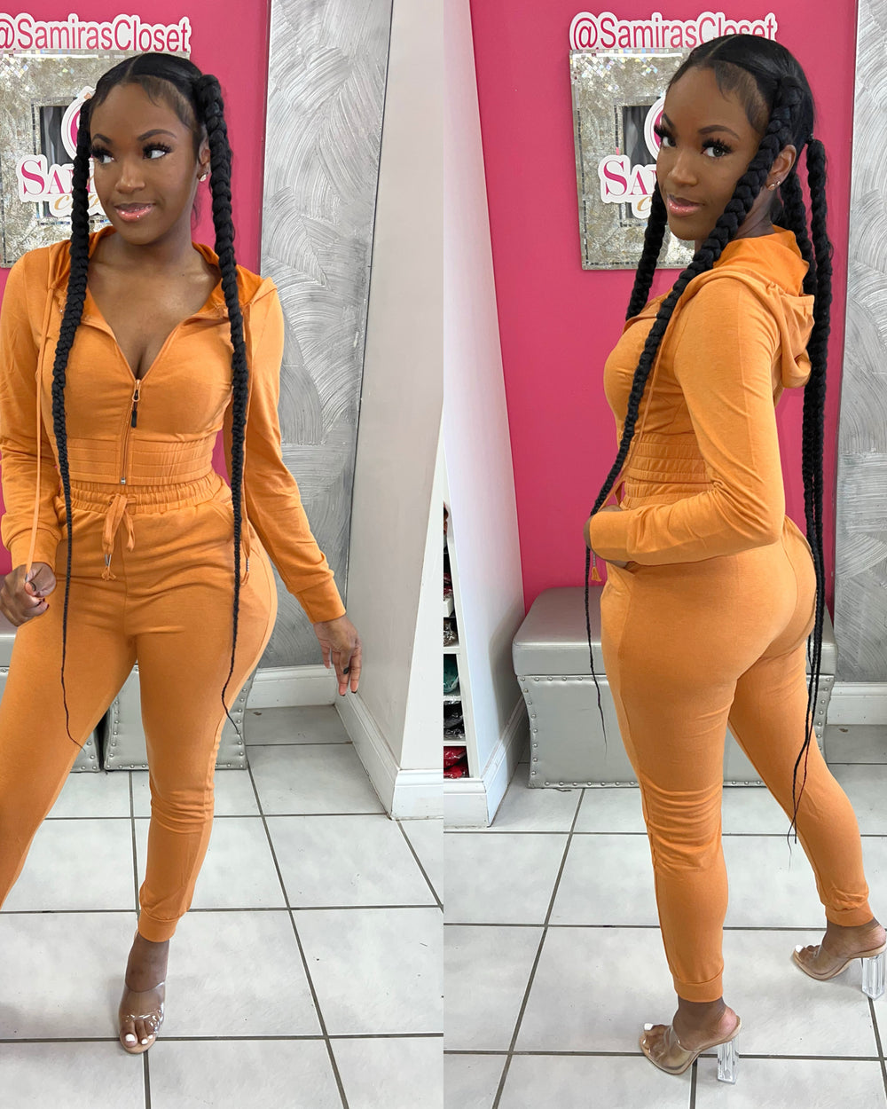 Hoody Jogger Set-Rust