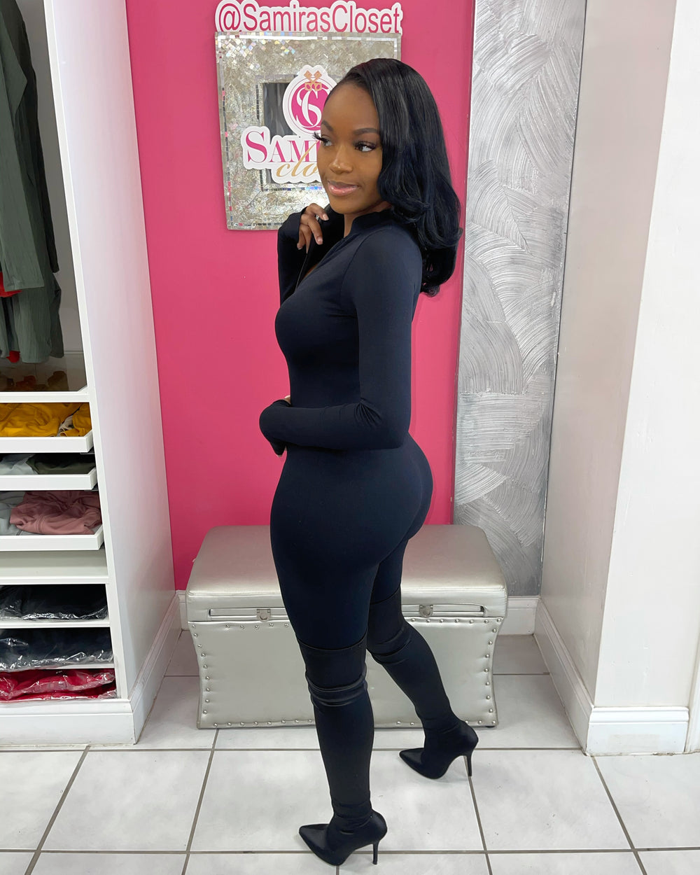 Thumb Hole Jumpsuit-Black