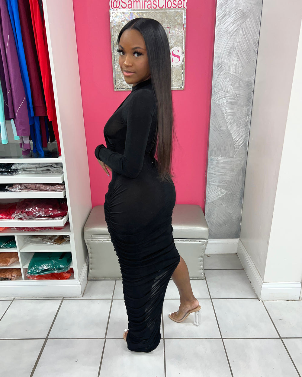 Not So Boujee Midi Dress-Black