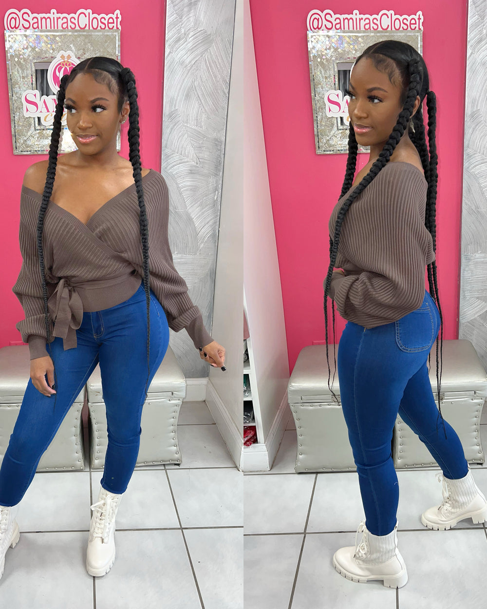 Tied Up Ribbed Sweater-Coco Brown