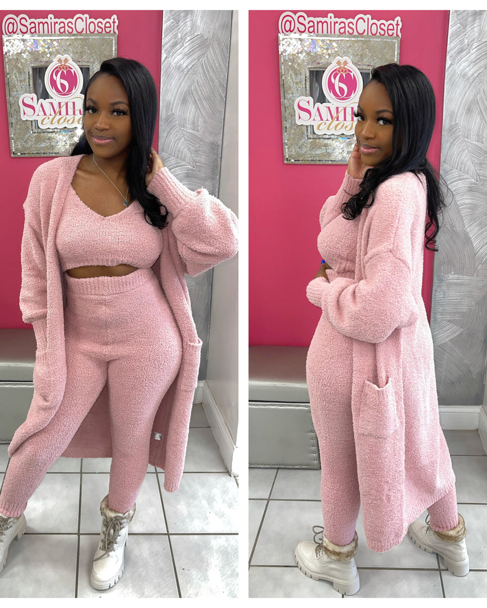 Cozy 3 Pc Duster Set-Rose