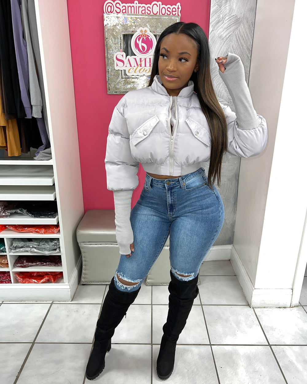 It Girl Bomber-Gray